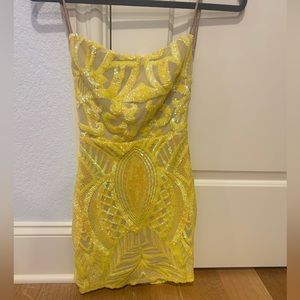 Sparkly Yellow Mini Dress/ SIZE S/M